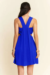Davi & Dani Washed Satin Cutout Skirt Bandeau Mini Dress OutfitFlow